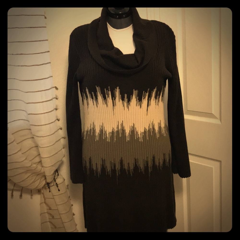 Light weight, cowel neck sweater dress.